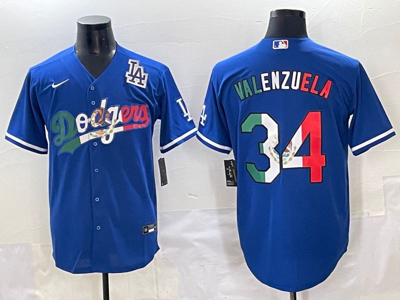 Men 2025 Los Angeles Dodgers #34 Valenzuela Blue Nike MLB Jersey style 71512